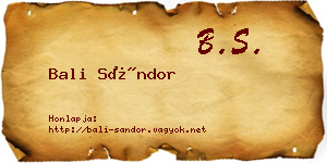 Bali Sándor névjegykártya