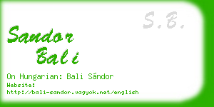 sandor bali business card