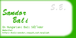 sandor bali business card